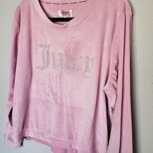 Juicy Couture Pink‎ Sleepwear Sweatshirt Soft "Juicy" Silver Bling Front Size L